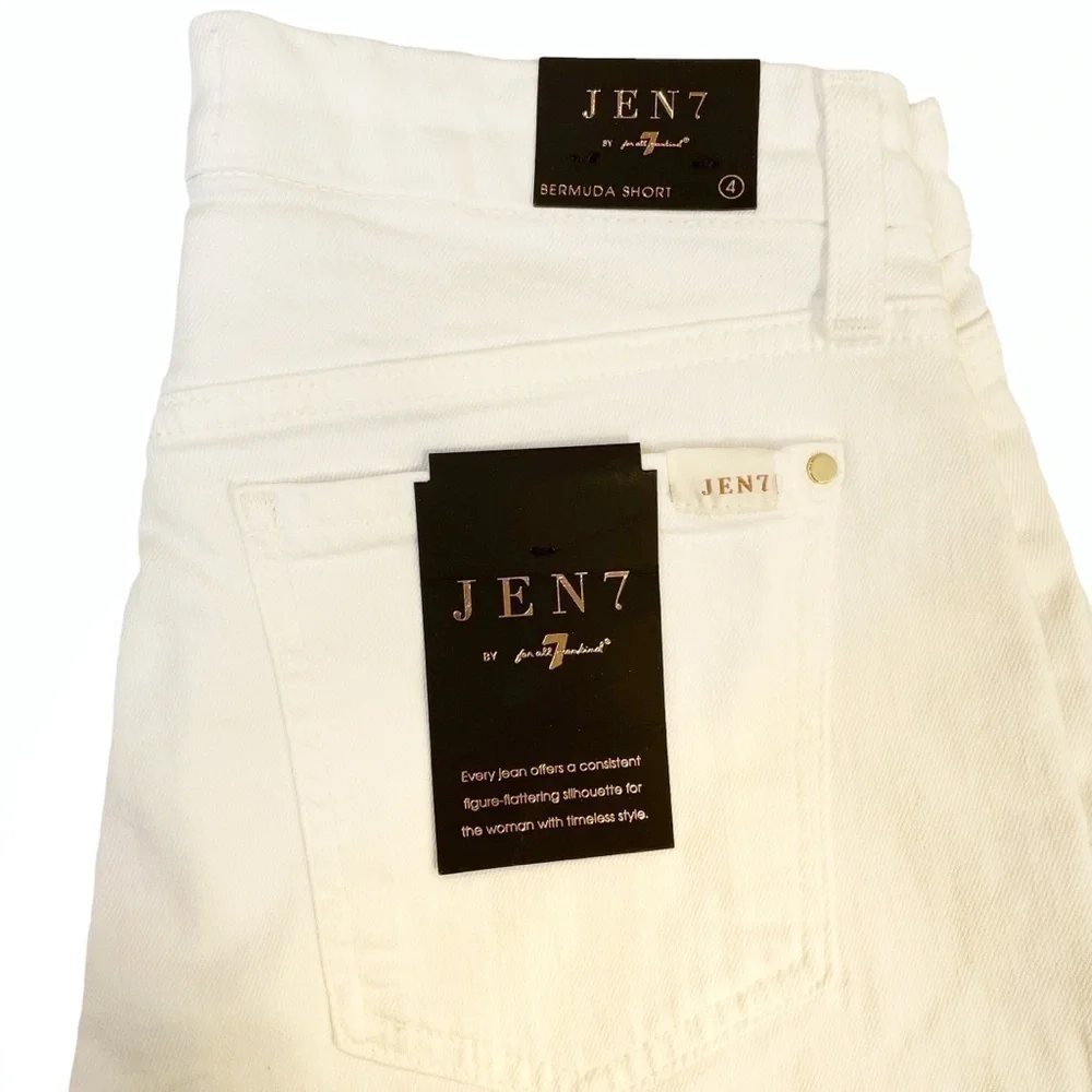 Jen7 7 For All Mankind 7FAM White Denim Bermuda Shorts Size 4 New NWT